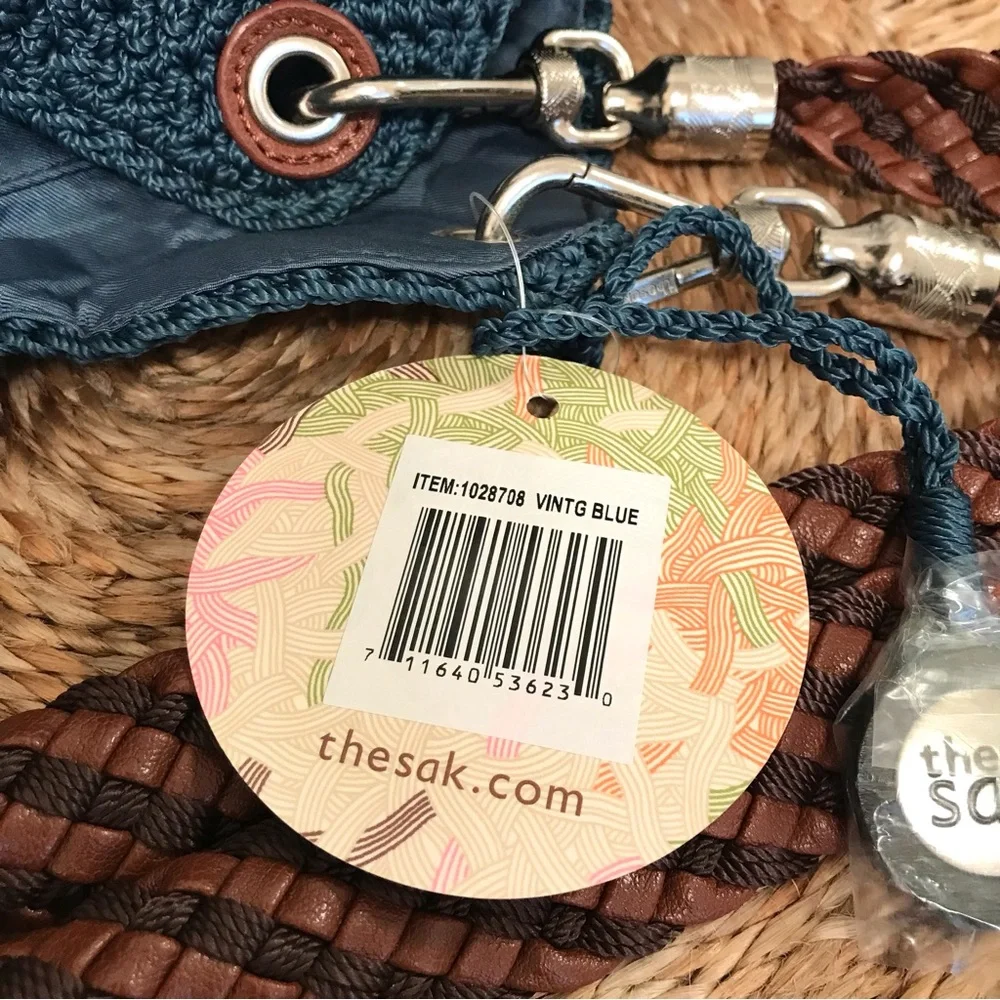 The Sak Indio Crochet Handbag Vintage Blue NWT